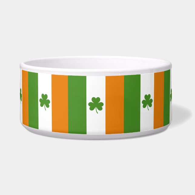 St Patrick's Day Irish Flag with Shamrock Clover Bowl (Front)