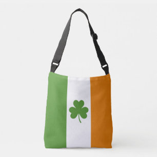 St Patrick's Day Irish Flag with Shamrock Clover Crossbody Bag
