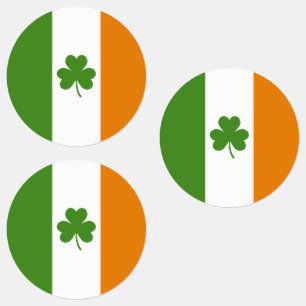 St Patrick's Day Irish Flag with Shamrock Clover Labels