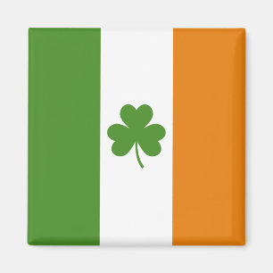 St Patrick's Day Irish Flag with Shamrock Clover Magnet