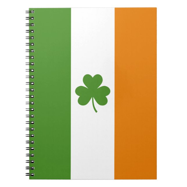 St Patrick's Day Irish Flag with Shamrock Clover Notebook (Front)