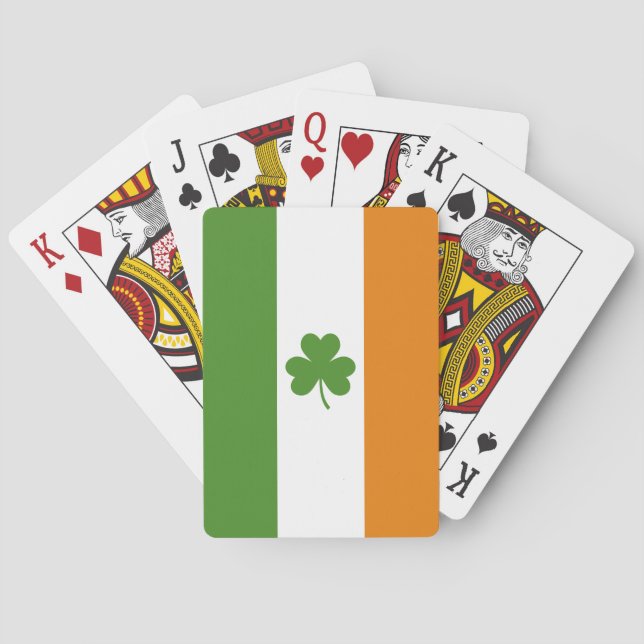 St Patrick's Day Irish Flag with Shamrock Clover Poker Cards (Back)
