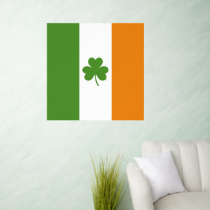 St Patrick's Day Irish Flag with Shamrock Clover Wall Decal