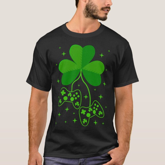 St Patricks Day Irish Gamer Shamrock Video Game Co T-Shirt (Front)