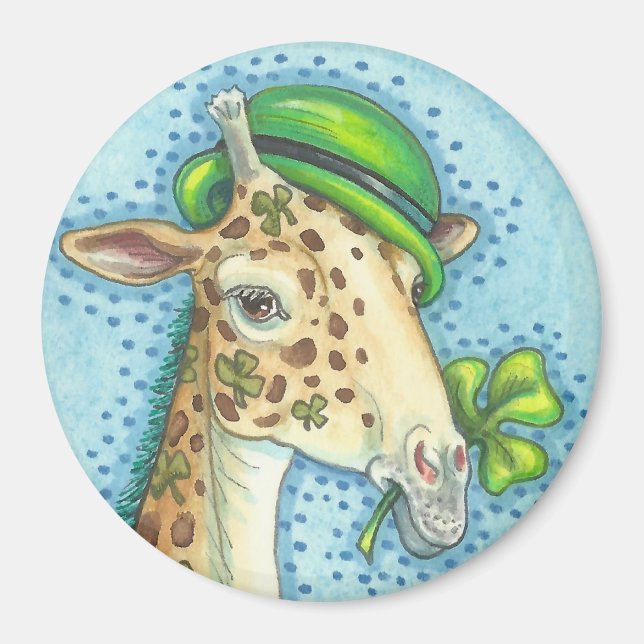 ST. PATRICK'S DAY IRISH GIRAFFE MAGNET Round (Front)