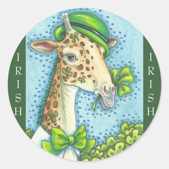 ST. PATRICK'S DAY IRISH GIRAFFE STICKERS *Sheet (Front)