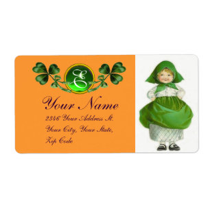 ST PATRICK'S DAY- IRISH GIRL AND SHAMROCKS LABEL
