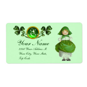 ST PATRICK'S DAY- IRISH GIRL AND SHAMROCKS LABEL