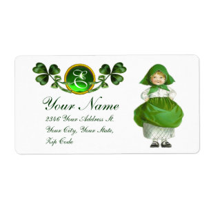 ST PATRICK'S DAY- IRISH GIRL AND SHAMROCKS LABEL