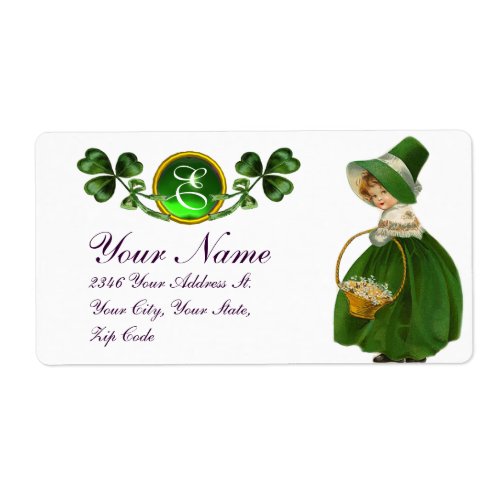 ST PATRICKS DAY_ IRISH GIRL AND SHAMROCKS LABEL