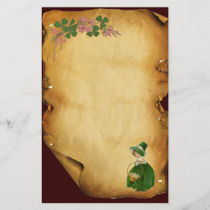 ST PATRICK'S DAY- IRISH GIRL AND SHAMROCKS STATIONERY