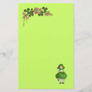 ST PATRICK'S DAY- IRISH GIRL AND SHAMROCKS STATIONERY