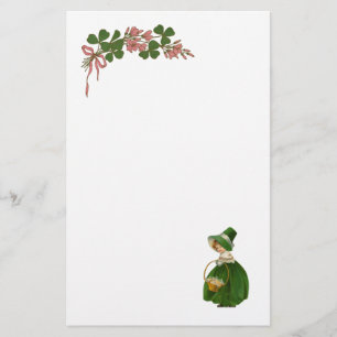 ST PATRICK'S DAY- IRISH GIRL AND SHAMROCKS STATIONERY