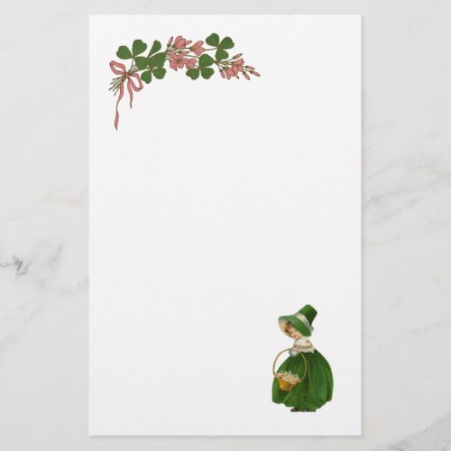 ST PATRICKS DAY_ IRISH GIRL AND SHAMROCKS STATIONERY