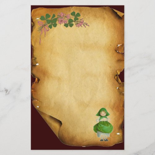 ST PATRICKS DAY_ IRISH GIRL AND SHAMROCKS STATIONERY