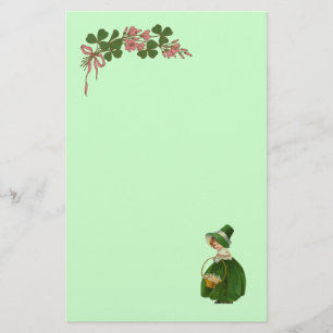 ST PATRICK'S DAY- IRISH GIRL AND SHAMROCKS STATIONERY