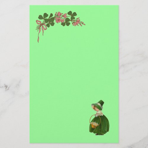 ST PATRICKS DAY_ IRISH GIRL AND SHAMROCKS STATIONERY