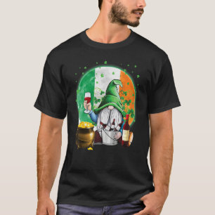 St Patrick's Day Irish Gnome Drink Wine Shamrock T-Shirt
