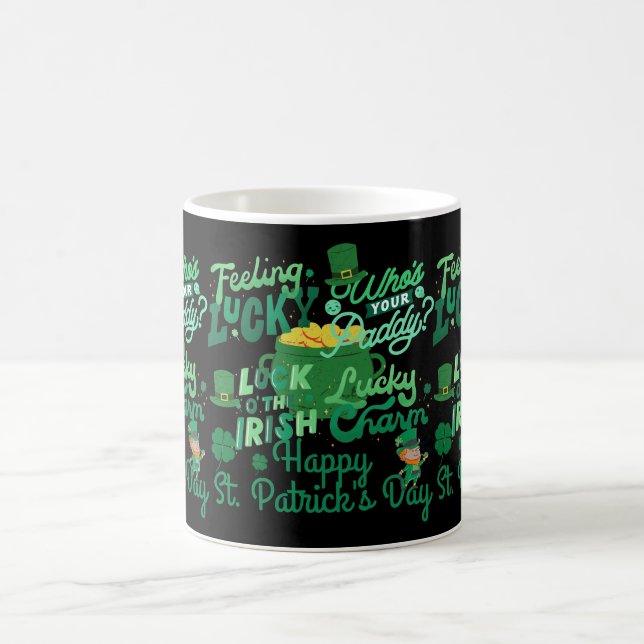 St. Patrick's Day Irish green lucky Shamrock  Coffee Mug (Center)