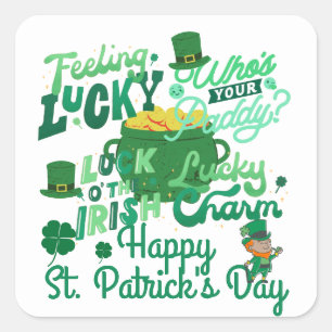 St. Patrick's Day Irish green lucky Shamrock Square Sticker