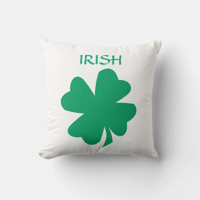 St Patrick's Day Irish Green Shamrock Leaf Gift Throw Pillow (Front)