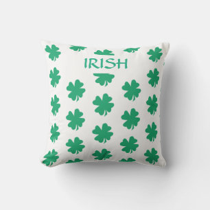 St Patrick's Day Irish Green Shamrock Leaf Pattern Outdoor Pillow