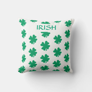 St Patrick's Day Irish Green Shamrock Leaf Pattern Throw Pillow