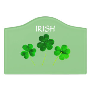 St Patrick's Day Irish Green Shamrock Leaves 2025 Door Sign