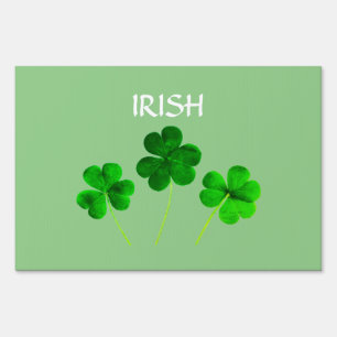 St Patrick's Day Irish Green Shamrock Leaves 2025 Sign