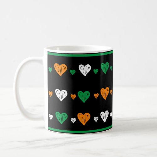 St Patricks Day Irish Hearts Green White Orange Coffee Mug
