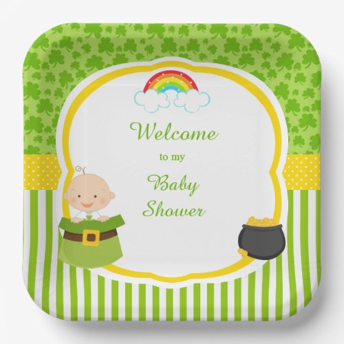 St Patricks Day Irish Holiday Baby Shower Paper Plates