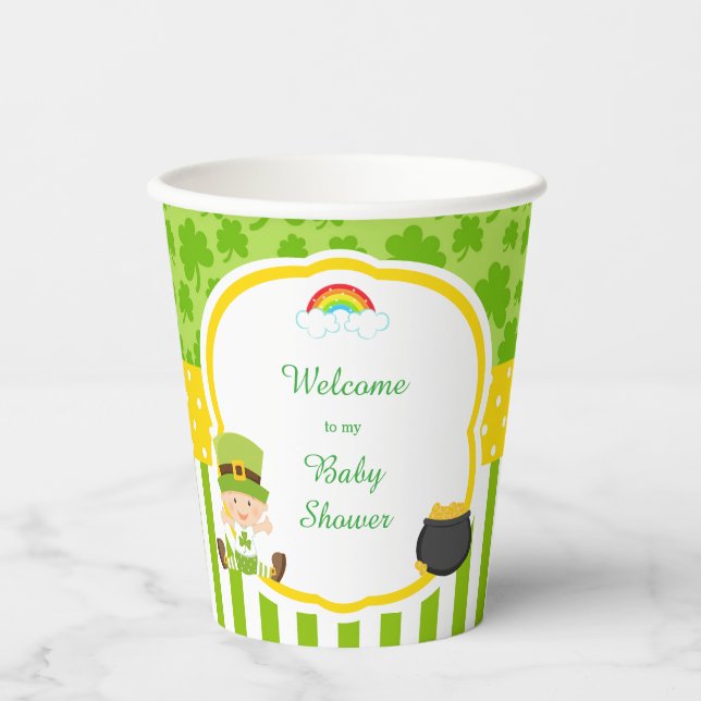 St Patrick's Day Irish Holiday Boy Baby Shower Paper Cups (Front)