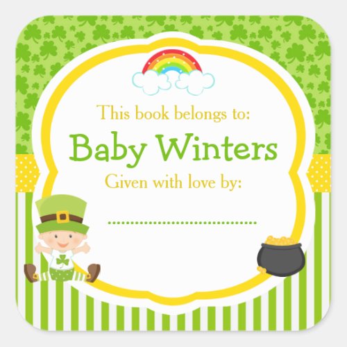 St Patricks Day Irish Holiday Boy Baby Shower Square Sticker
