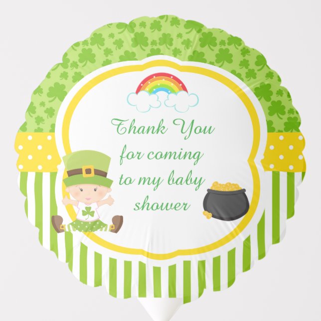 St Patrick's Day Irish Holiday Girl Baby Shower Balloon (Front)
