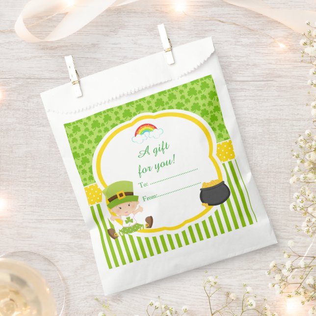 St Patrick's Day Irish Holiday Girl Baby Shower Favor Bag (Clipped)
