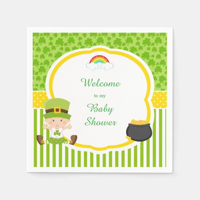 St Patrick's Day Irish Holiday Girl Baby Shower Napkins (Front)