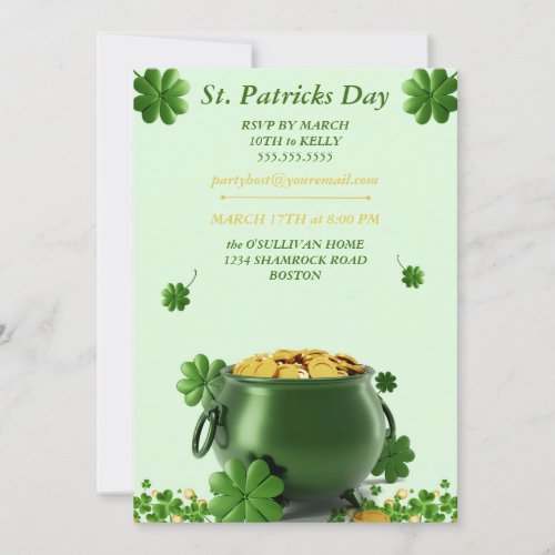 st patricks day irish invitation with pot of gold