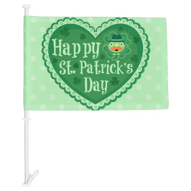 St. Patrick's Day Irish Leprechaun Car Flag (Front)