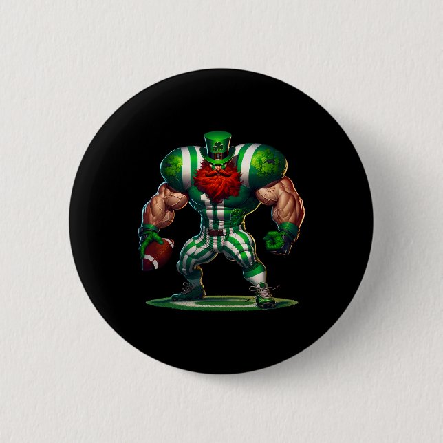 St Patrick's Day Irish Leprechaun Footll Player Sp Button (Front)