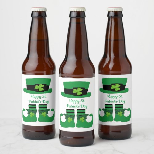 St Patricks Day Irish Leprechaun Green  Beer Bottle Label
