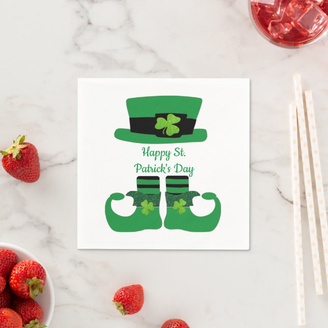 St. Patrick's Day, Irish, Leprechaun, Green Party Napkins (Insitu)