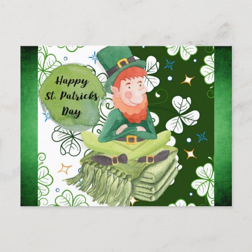 St Patricks Day Irish Leprechaun Shamrock Green Postcard
