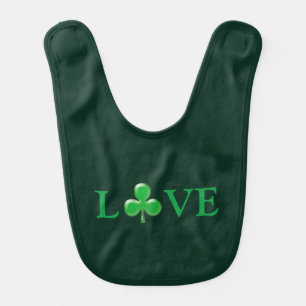 St. Patrick's Day Irish Love Green Clover Shamrock Baby Bib
