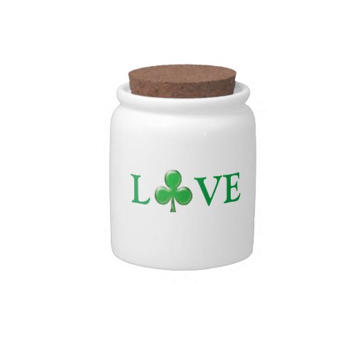 St Patricks Day Irish Love Green Clover shamrock Candy Jar