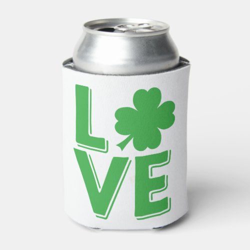 St Patricks Day Irish Love Green Shamrock Can Cooler