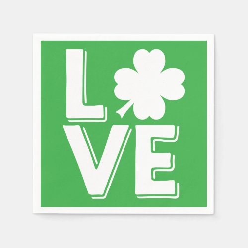 St Patricks Day Irish Love  Green Shamrock Paper Napkins