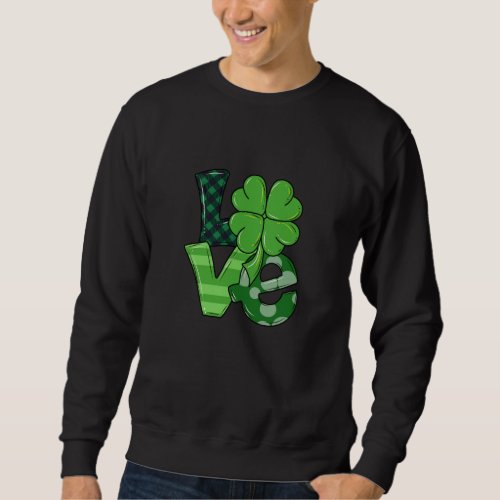 St Patricks Day Irish Love Shamrock Green Plaid Sweatshirt