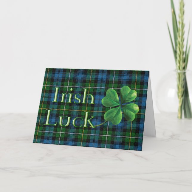 St. Patrick's Day "Irish Luck Tartan" Card (Front)