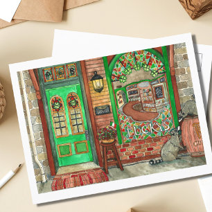 St. Patrick's Day Irish Pub Watercolor Postcard