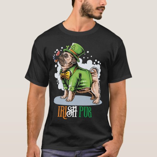 St Patricks Day Irish Pug Dog T_Shirt